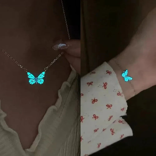 Luminous Butterfly Necklace And Bracelet Set