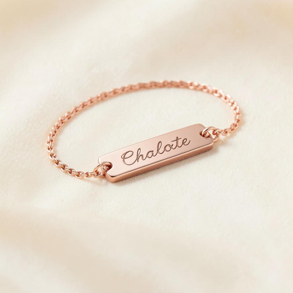 Personalized name bracelet in rose gold